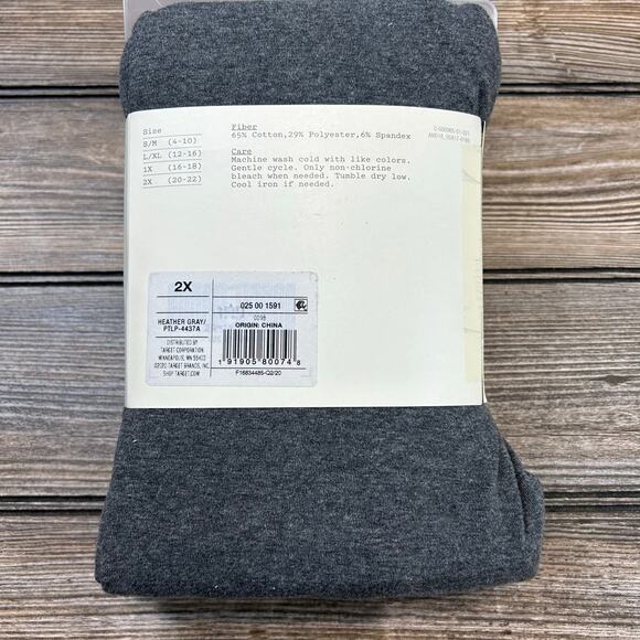 Women's Plus Size High Waist Cotton Blend Seamless Leggings Grey 2X - Picture 4 of 4